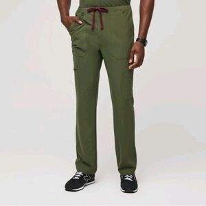 FIGS LIMITED EDITION Slim Cairo Cargo Scrub Pants In Dark Olive Men Size Medium